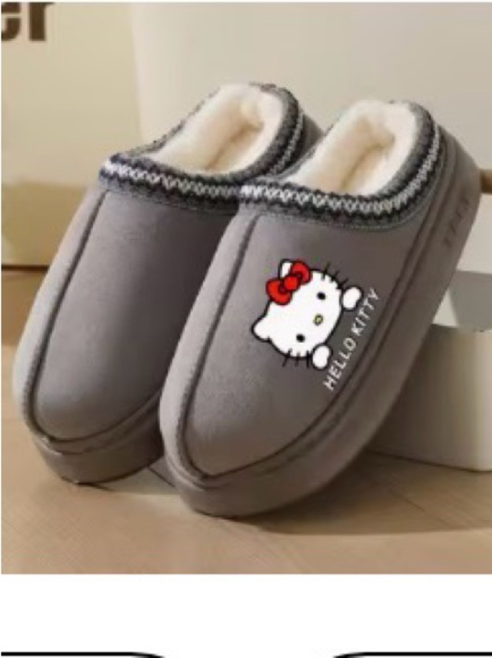 Warm & Cozy Hello Kitty Gray Slippers - Picture 7 of 7